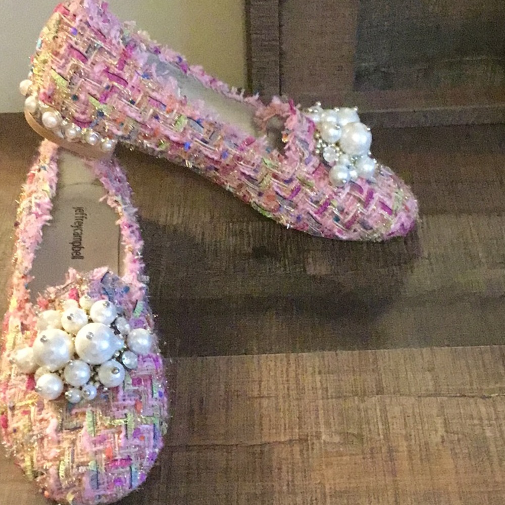 Pink boucle with pearls